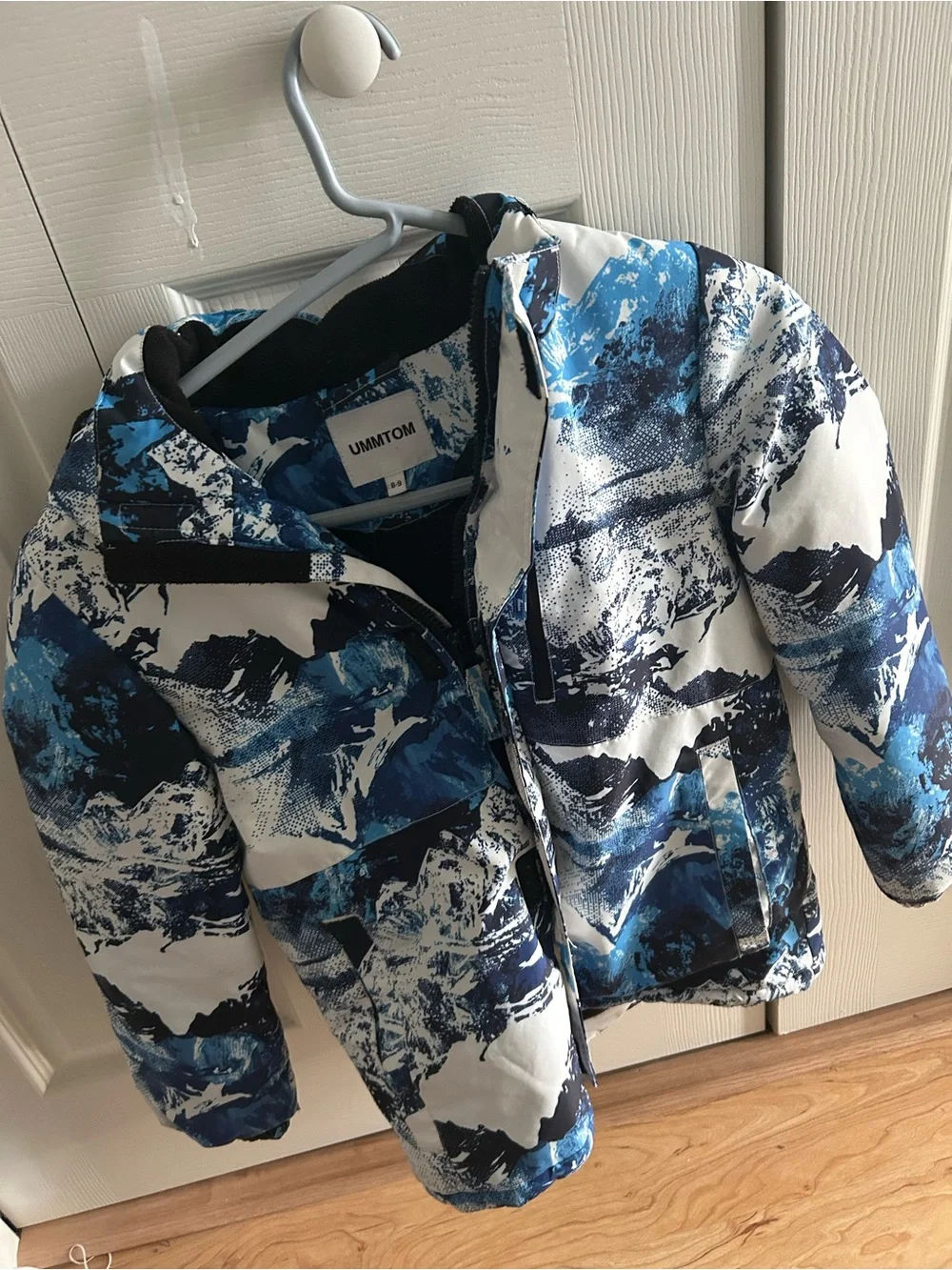 Kids Blue & White Printed Winter Jacket